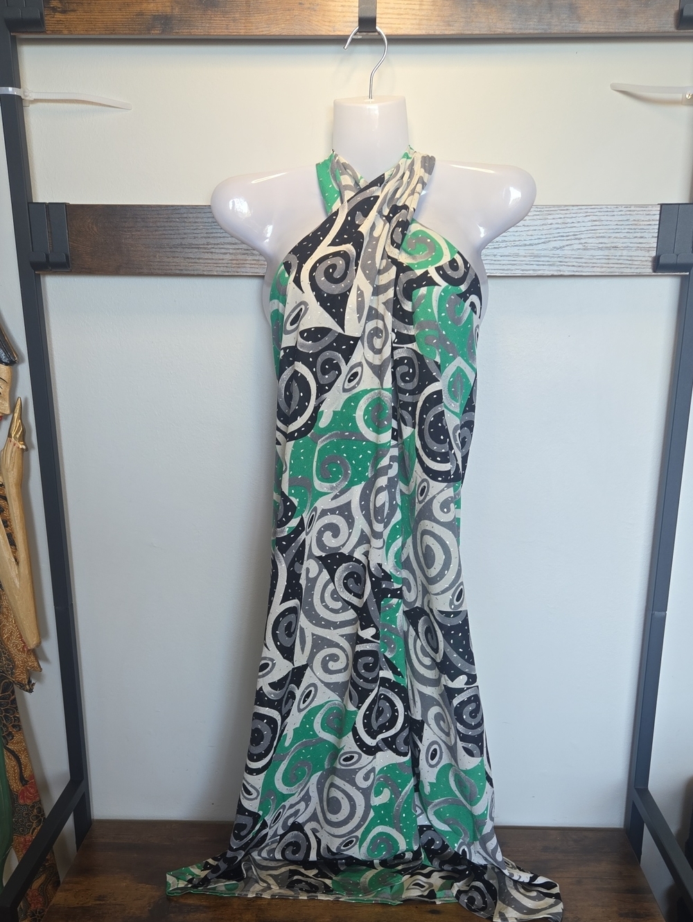 Green Swirl Halter Swim Coverup
